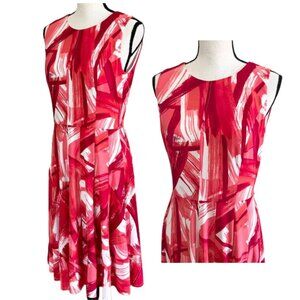 💋ANNE KLEIN Vibrant Abstract Brushstroke A-Line Dress Knee Length Casual Event